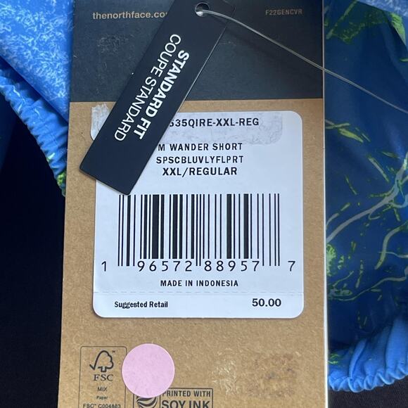 North Face Wander Shorts Mens 2XL Blue FlashDry Stretch Outdoor Regular Fit New - Picture 8 of 14